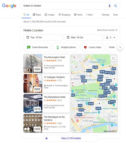 Google Hotels in London