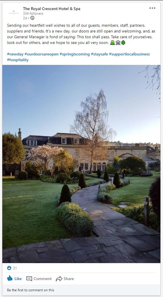 The Royal Crescent Hotel & Spa Social Media